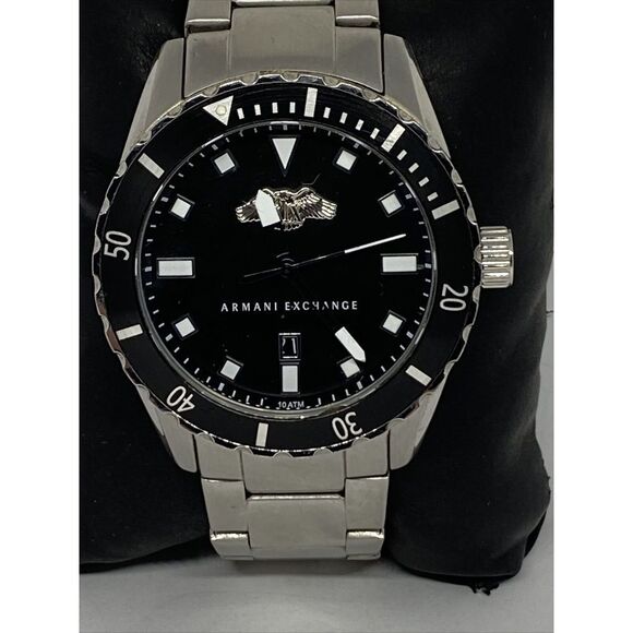 Armani Exchange AR-1709 Men Stainless Steel Analog Black Dial Quartz Watch JK231 - Picture 2 of 12
